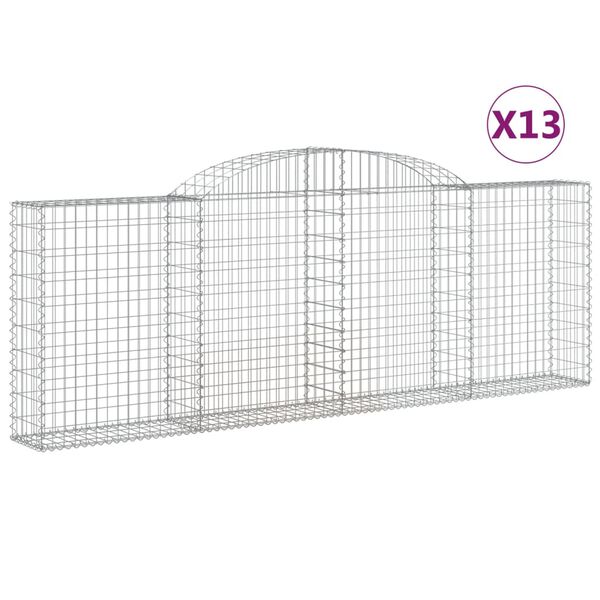vidaXL Габионни кошници арка 13 бр 300x30x100/120см поцинковано желязо