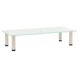 vidaXL ТВ поставка, прозрачна, 80x35x17 см, закалено стъкло