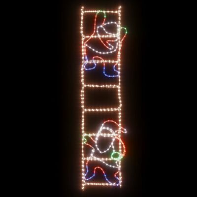 vidaXL Сгъваема фигура Дядо Коледа върху стълба с 552 LED 50x200 см