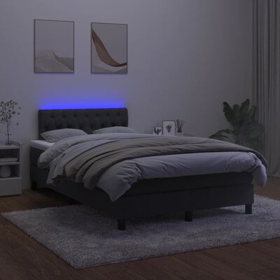 vidaXL Боксспринг легло с матрак и LED, черно, 120x190 см, кадифе