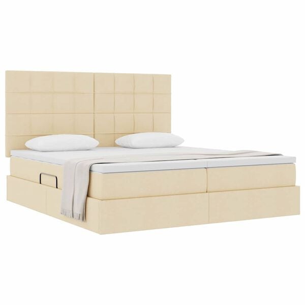 vidaXL Легло с място за съхранение Кремав 200 x 200 cm Изкуствена