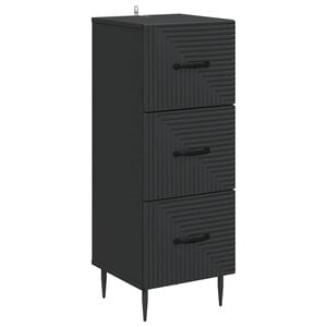 vidaXL Чекмеджетен шкаф Черно 33 x 34,5 x 89,5 см Инженерна дървесина