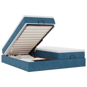 vidaXL Османска легло с матраци, тъмносиньо, 160x200 см, кадифе