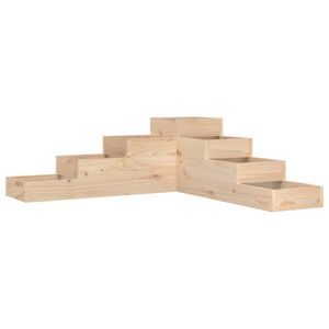 vidaXL Градинска саксия за цветя, 4 нива, 106x104,5x36 см, масивна дървесина, бор