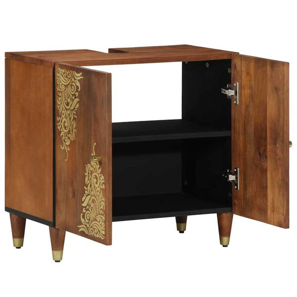 vidaXL Шкаф за мивка Меден кафяв 62 x 33 x 58 см Солидно мангово дърво