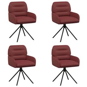 vidaXL Въртящи се трапезни столове 4 pcs Изкуствена Виненочервен