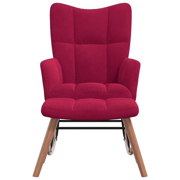 vidaXL Люлеещ се стол с табуретка, виненочервен, кадифе