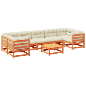 vidaXL Градински комплект диван с възглавници, 8 части, восъчнокафяв