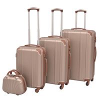 vidaXL Комплект от 4 броя твърди куфари на колелца, цвят шампанско