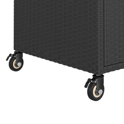 vidaXL Бар количка с чекмедже, черна, 100x45x97 см, полиратан