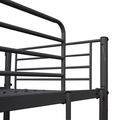 vidaXL Горно легло с рамка за маса, черно, метал, 90x200 см