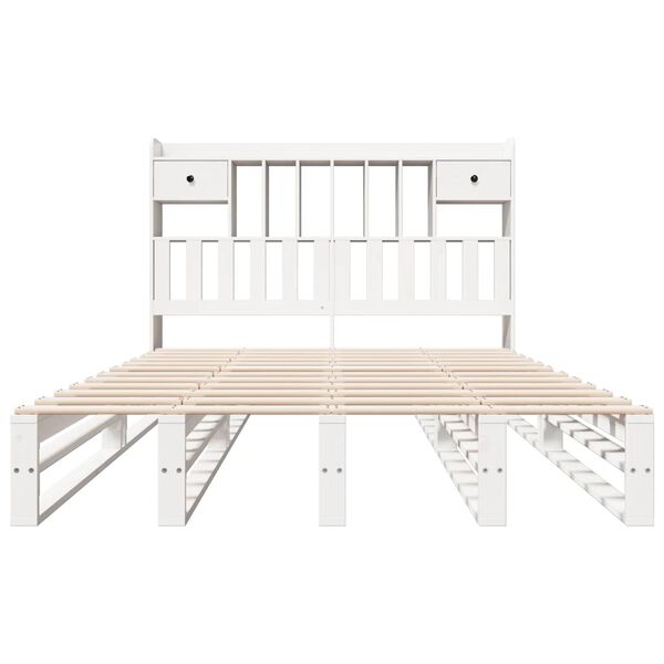 vidaXL Легло с етажерка за книги, без матрак, 150x200 см, бор масив