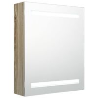 vidaXL LED шкаф с огледало за баня, цвят дъб, 50x14x60 см