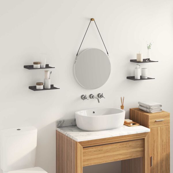 vidaXL Плаващ рафт 4 pcs Черен 30 x 18 x 2,5 см Стомана