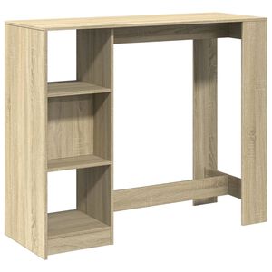 vidaXL Бар маса с рафт, сонома дъб, 124x46x103,5 см, инженерно дърво