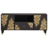 vidaXL ТВ шкаф с чекмедже Черно 105 x 33 x 46 см Солидно мангово дърво