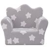 vidaXL Детско диванче, светлосиво, със звездички, мек плюш
