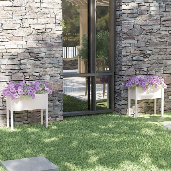 vidaXL Градински сандъци, 2 бр, бели, 70x31x70 см, бор масив