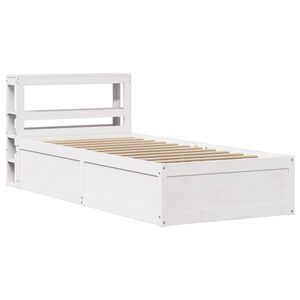 vidaXL Рамка за легло с табла, бяла, 75x190 см, борово дърво масив