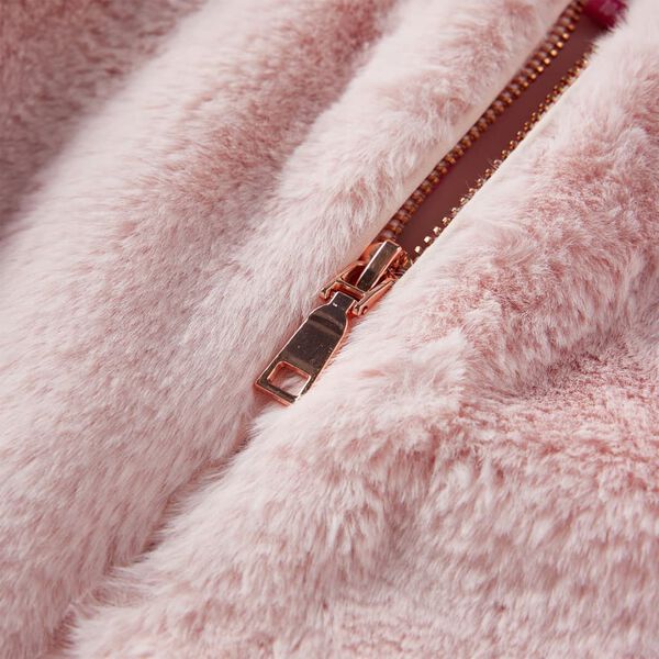 Детско яке от изкуствен косъм, бледорозово, 116