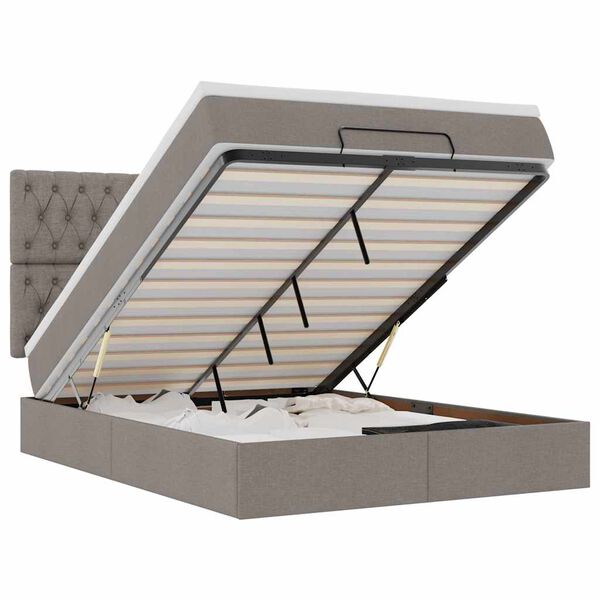 vidaXL Османска легло с матрак, таупе, 140x190 см, плат