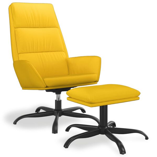 vidaXL Релаксиращ стол с опора за крака, горчица жълто, кадифе
