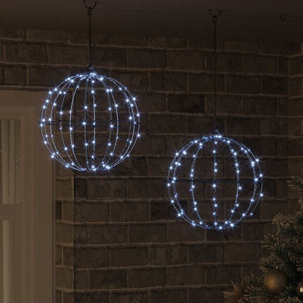 vidaXL Топка 2 pcs Студено бяло 31,5 x 31,5 x 32 см Метал