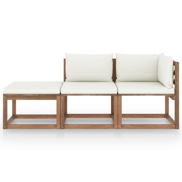 vidaXL Палетен комплект с възглавници, 3 части, импрегниран бор