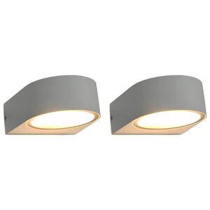 vidaXL Външни стенни лампи, 2 бр., 11 W, бели, кръгли