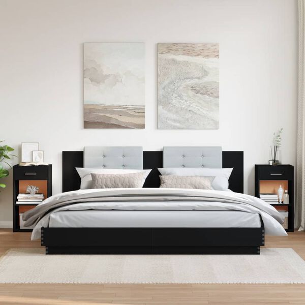 vidaXL Нощни шкафчета 2 бр черни 35x34x65 см инженерно дърво