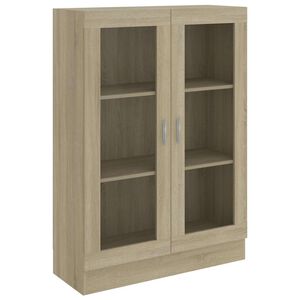 vidaXL Шкаф витрина, дъб сонома, 82,5x30,5x115 см, инженерно дърво
