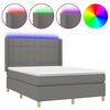 vidaXL Боксспринг легло с матрак и LED, тъмносиво, 140x200 см, плат