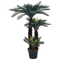 vidaXL Изкуствено растение, сагова палма със саксия, зелена, 125 см