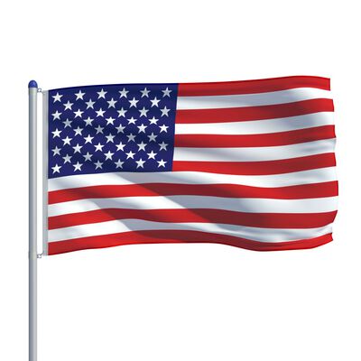 vidaXL Флаг на САЩ и алуминиев флагщок, 6 м