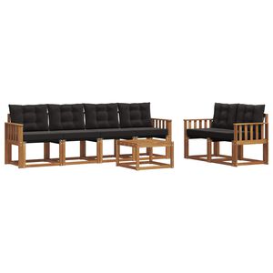 vidaXL Комплект дивани за открито 7 pcs Естествено и черно