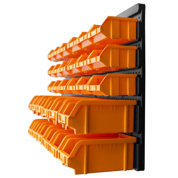 vidaXL Стенен органайзер с 32 бр кутии за инструменти жълто и черно