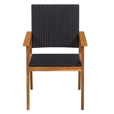 vidaXL Външни столове, 2 бр, полиратан, черно и кафяво