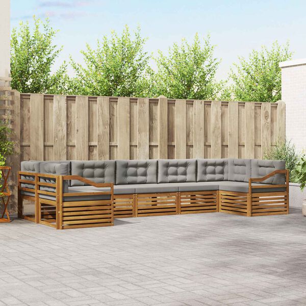 vidaXL Комплекти дивани с възглавница 7 pcs Естествено и светло сиво