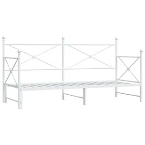 vidaXL Дневна спалня с багажник без матрак Бяла 75x190 cm Стомана