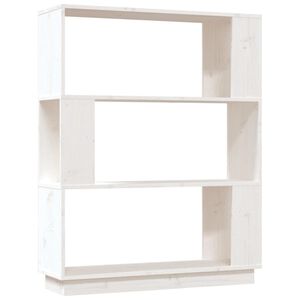 vidaXL Библиотека/разделител за стая, бяла, 80x25x101 см, бор масив