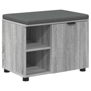 vidaXL Пейка за коридор с възглавница Сиво Сонома 60 x 38 x 46 см