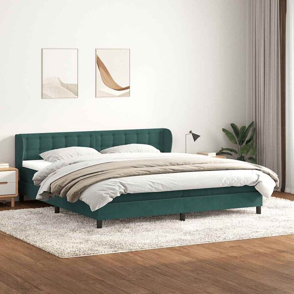 vidaXL Box Spring легло с матраци Тъмнозелено 180x210 cm кадифе