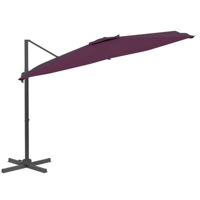 vidaXL LED конзолен чадър, червено бордо, 400x300 см