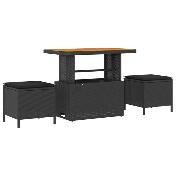 vidaXL Градински Софа Комплект с възглавница 13 pcs Черно полиратан