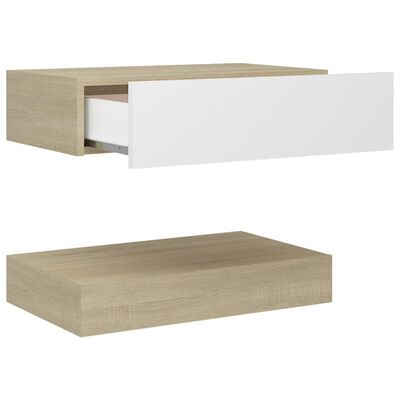 vidaXL Нощни шкафчета, 2 бр, бяло и дъб сонома, 60x35 см, ПДЧ