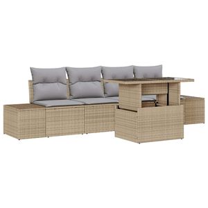 vidaXL Градински Софа Комплект с възглавница 5 pcs Бежов и Светло Сив