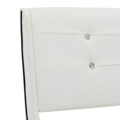 vidaXL Рамка за легло, бяла, изкуствена кожа, 90x200 cм