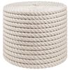 vidaXL Въже от юта 12 mm Бяло 100% Тоса юта