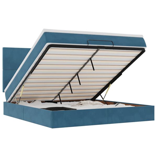 vidaXL Османска легло с матраци, тъмносиньо, 160x200 см, кадифе