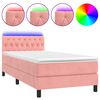 vidaXL Боксспринг легло с матрак и LED, розово, 90x190 см, кадифе